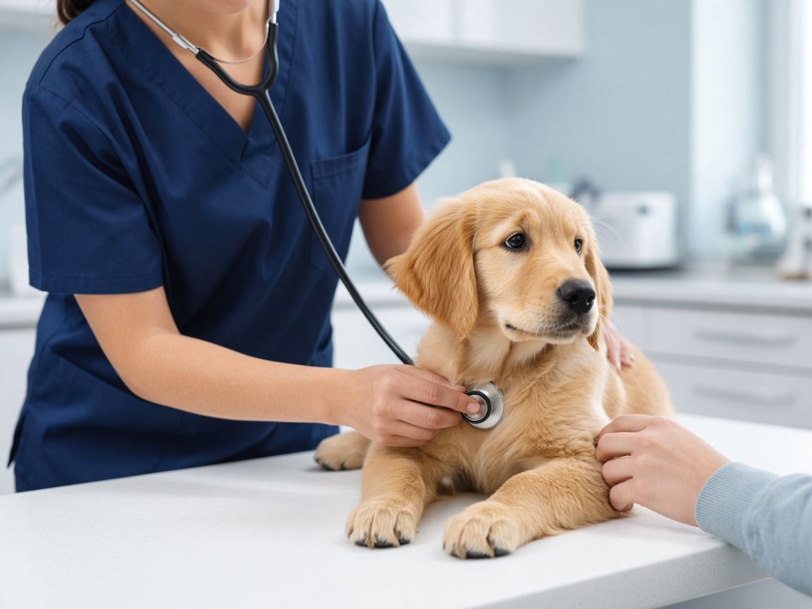 Bác sĩ thú y khám sức khỏe cho chó